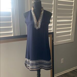 Stylish Navy Dress with Embroidery